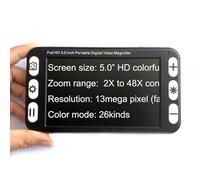 guoyjmm Loupe Numérique Vidéo Portable de 5,0 Pouces, Aides à la Lecture électroniques, 26 Types de Modes de Couleur, Zoom 2X-48X, pour Les Personnes Malvoyantes Lisant, Écrivant,Black