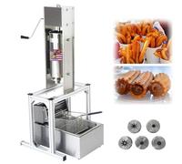 guoyjmm Machine à Churros Commerciale, Machine à Churros Manuelle, Machine à Beignets Espagnole Verticale avec Friteuse de 6 L, Remplisseuse de Beignets à Dessert en Acier Inoxydable