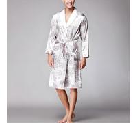 Guoyoocc Peignoir en Satin pour Homme,Robe de Chambre Kimono Japonais,Soie Lâche Peignoir de Nuit Sortie de Bain Kimono Vêtements de Nuit Col en V Chemise de Nuit Pyjamas avec Poches