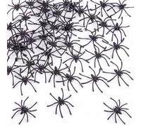GUOYOU 160 Pièces Decoration Halloween Araignée Plastique Réaliste 4x3CM | Décoration Halloween Accessoire de Farce, Fausses Araignee pour Maison Hantée Décoration Fête Thème Poisson D'avril (Noir)