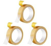 GUOYOU 3 Rouleaux Scotch Double Face Pas de Repassage à Coudre 25mm*10m Extra Fort Scotch Doubles Face Transparent Ruban Jaune Double Face en Maille pour Tapis Fixe, art, Décoration Murale.