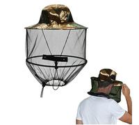 GUOYOU Chapeau Anti-Moustiquaire, Camouflage Chapeaux Moustiquaires, Casquette de Moustiquaire Protection du Visage, Filet de Tête Anti-Moustiquaire Chapeaux, pour Apiculteur, Camping, Pêche