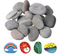 GUOYOU Galets a Peindre 24 Pièces 3-5cm, Creative Pebble & Cailloux Decoratif, Pierres Plates Naturelles Lisses pour Décoration d'Aquarium, de Jardin et Projets Créatifs DIY