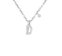 GUOYU 26 Collier Initiale Lettre d'Anniversaire pour Femme Fille, Collier avec Lettre en Zircons d'Argent Pendentif, Personnalisation Idées Cadeaux Anniversaire Célébration (D)