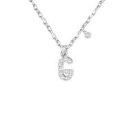 GUOYU 26 Collier Initiale Lettre d'Anniversaire pour Femme Fille, Collier avec Lettre en Zircons d'Argent Pendentif, Personnalisation Idées Cadeaux Anniversaire Célébration (G)