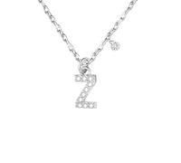 GUOYU 26 Collier Initiale Lettre d'Anniversaire pour Femme Fille, Collier avec Lettre en Zircons d'Argent Pendentif, Personnalisation Idées Cadeaux Anniversaire Célébration (Z)