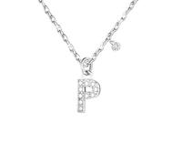 GUOYU 26 Collier Initiale Lettre d'Anniversaire pour Femme Fille, Collier avec Lettre en Zircons d'Argent Pendentif, Personnalisation Idées Cadeaux Anniversaire Célébration (P)