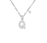 GUOYU 26 Collier Initiale Lettre d'Anniversaire pour Femme Fille, Collier avec Lettre en Zircons d'Argent Pendentif, Personnalisation Idées Cadeaux Anniversaire Célébration (Q)