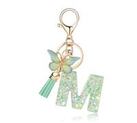 GUOYU A-Z Porte-clés avec lettre initiale pour femme, homme, argent, porte-clés avec initiale, cadeau d'anniversaire pour femme, homme, cadeau de Noël pour amie, lien couple maman soeur, 0 m, L