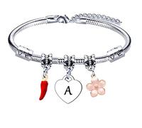 GUOYU Bracelets Lettre Initiale,Cadeau initiales nom pour Femme Fille,Initiale A-Z Argent Bijoux Cadeaux Inspiré Cadeaux Noël Anniversaire pour Amie Sœur Fille Amitié Collègue Mamie Maman Nièce (A)