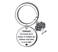 GUOYU Cadeau Parrain,Porte Clé Parrain,Cadeau Homme Anniversaire,Cadeau Parrain Demande porte cle veux tu etre mon parrain Porte Clef Personnalisé,Cadeau Fête Des Pères (3)