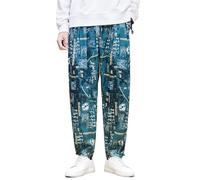 GUOYUXIAO Men's Pants Spring Summer Chinese Style Retro Capri Trouser-Green10-Large