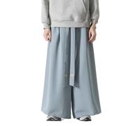 GUOYUXIAO Men's Pants Spring Summer Chinese Style Retro Embroidery Wide-Legged Couple Trouser-Blue1-Large