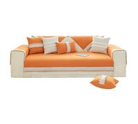 GUOYUYU Housse de Coussin Canapé 80 x 70 cm Protection Antisalissure, Housse Coussin Canapé Antidérapante, Adapté à Toutes Les Saisons et Personnalisable, pour Protection des Meubles de Salon, Orange