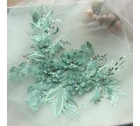 GUOZHAN 1 pièce de Paillettes Fleur Robe de mariée Appliques Dentelle Tissu brodé Maille Coudre Patch pour Robe Bricolage décor 39 * 28CM