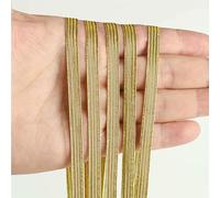 GUOZHAN Bandes élastiques argentées et dorées de 10 mètres, Ruban tressé à Paillettes, Sangle élastique métallique Plate pour la Couture et l'artisanat de vêtements 3 mm 6 mm