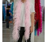 GUOZHAN Boa en Plumes d'autruche Rose Duveteux de 2 mètres, 1, 2, 3, 4, 6 Plis, écharpe en Plumes d'autruche pour Robe de mariée, Jupe, vêtements, décoration, châle en Plumes