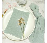 GUOZHAN Lot de 10 Serviettes en Gaze de Coton Vert Sauge, réutilisables, 32 x 32 cm, décoration de Table de Mariage, Style rétro