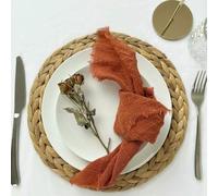 GUOZHAN Lot de 20 Serviettes en crêpe de Coton 32 x 32 cm, napperons de Cuisine à Texture rétro, Sets de Table, décoration de Table Rustique pour Mariage