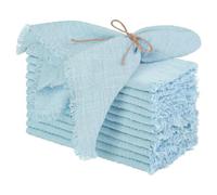 GUOZHAN Lot de 24 Serviettes en Gaze de Coton réutilisables, 32 x 32 cm, Bleu Ciel, pour décoration de Table de Mariage, Style rétro