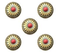 GUOZHAN Lot de 5 Conchos en Laiton plaqué de 30 mm en Forme de Tournesol sculpté en Vert Turquoise pour Ceinture, Portefeuille, décoration pour Animaux de Compagnie, pour Cuir, vis arrière