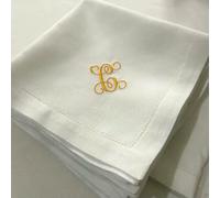 GUOZHAN Serviettes de Table Blanches en Tissu brodé Monogramme, Cadeau de Pendaison de crémaillère, Serviette de Mariage