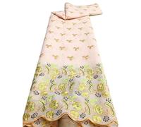 GUOZHAN Tissu Dentelle sèche en Coton, Voile Suisse, Broderie de Pierres, pour Robes de Bal et de soirée.