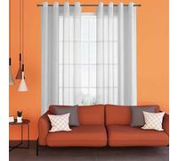 GUOZHEN Rideau Voilage Fenetre 220 x 280 cm Translucide Draperies Demi Transparent Décoration pour Intérieure de Salon Chambre Cuisine Baie Vitrée, Gris Clair