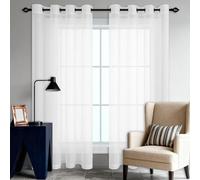 GUOZHEN Rideaux Voilages à Oeillets 320 x 110 cm Oeillet Rideau de Fenêtre Doux et Esthétiques Rideau de Fenêtre pour Fenetre Chambre Adulte, Blanc