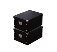 GUOZI Boîte de rangement pliable, boîte à souvenirs décorative avec couvercle et coins renforcés en métal, poubelle à dossiers en carton avec poignées, boîte cadeau pour souvenirs, jouets, photos,