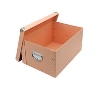 GUOZI Pliant Décoratif Boîte de Rangement avec Couvercle et Poignées en Métal - Coins Renforcés Métalliques Boîtes de Stockage de Fichiers Office (Rose, 35 * 25 * 17.5cm)