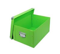 GUOZI Pliant Décoratif Boîte de Rangement avec Couvercle et Poignées en Métal - Coins Renforcés Métalliques Boîtes de Stockage de Fichiers Office (Vert, 35 * 25 * 17.5cm)