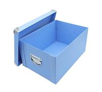 GUOZI Pliant Décoratif Boîte de Rangement avec Couvercle et Poignées en Métal - Coins Renforcés Métalliques Boîtes de Stockage de Fichiers Office (Bleu, 35 * 25 * 17.5cm)