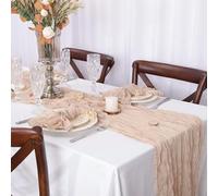 GUOZIF 10 pièces 90x400 cm événement Conception Chemin de Table Fromage Tissu Gaze crêpe Rustique fête de Mariage décor Ferme Tabledecor Maison réchauffement