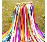 GUOZIF Baguettes de Mariage 100 pièces avec Cloches, Ruban de Soie, banderoles colorées, Baguettes de souhaits, bâton de fée, décoration de la Maison, Cadeaux de fête de Mariage