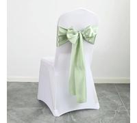 GUOZIF Ceintures de Chaise en Satin Vert Sauge, 10 pièces, 17x275cm, avec nœuds, Rubans pour Couverture de Chaise, décorations pour Mariage, Banquet, fête prénatale, événement