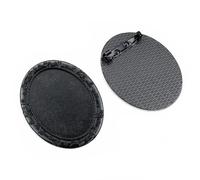 GUOZIF Lot de 10 Broches de Taille intérieure 30 x 40 mm, plaquées Or/Argent Antique, Bronze, Plateau de réglage de Base Vierge pour cabochon à Fleurs Noires