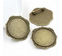 GUOZIF Lot de 10 Broches de Taille intérieure de 30 mm, Couleurs Noir, Argent Antique et Bronze, Base cabochon de Style Tourbillon