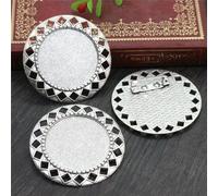GUOZIF Lot de 10 Broches de Taille intérieure de 30 mm, Couleurs Noir, Argent Antique et Bronze, Base cabochon de Style Tourbillon