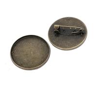 GUOZIF Lot de 10 Supports de Broche cabochon Ronds de 18 mm/20 mm/25 mm/30 mm, Plateau de Support DIY pour la Fabrication de Broches