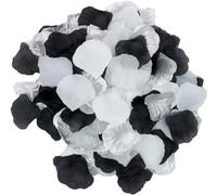 GUOZIF Pétales de Roses artificielles en Soie, 1000 pièces, Blanc, Argent, Noir, Vase, confettis dispersés, Chemin d'allée, décoration d'événements de fête de Mariage