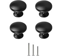 Guozihao 4 Matte Black cabinet Hardware rond champignon bouton tiroir poignée 30 mm / 1,18 pouces pour cuisine armoire meubles porte meuble vanité salle de bain