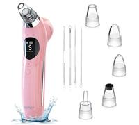 GUPAY Aspirateur de points noirs avec 4 têtes d'aspiration, 5 vitesses, kit d'extraction de points blancs pour le visage (rose)