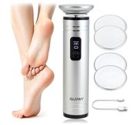 GUPAY Râpe de callosités électrique pour les pieds - Lime professionnelle avec 4 rouleaux en verre nano et écran LED, 3 vitesses, USB-C rechargeable, kit de pédicure silencieux en aluminium