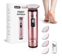 GUPAY Râpe électrique pour callosités - Kit de pédicure professionnel avec 4 embouts en verre nano - Lime rechargeable pour enlever rapidement les callosités - Appareil anti-callosités pour talons