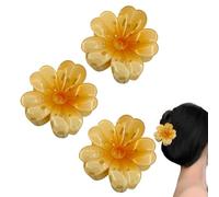 Gupcaqosjw Barrettes Griffes À Fleurs | 3 Pièces D'Accessoires De Coiffure À Maintien Ferme - Barrettes Griffe De Style Hawaïen Pour Vacances | Pour Épouse Petite Amie Sœur Et Fille