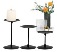 Gupcaqosjw Bougeoirs à Pilier en métal | Bougies de cheminée en Fer Mat pour cheminée intérieure, Ensemble de 3,Bougeoir décoratif pour Centre de Table, bougeoirs