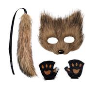 Gupcaqosjw Déguisement Renard pour Fille, Accessoires de Déguisement pour Halloween, Renard Enfant Adulte avec Masque Patte Queue, Pour Convention Fête Photoshoot Carnaval Ados Garçons