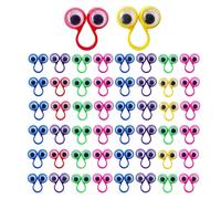 Gupcaqosjw Les Yeux de Marionnettes à Doigt, Ensemble De 50 Pièces Anneau Œil Remuant Amusant, Bague Marionnette 6 Couleurs Jouet Cadeau Fête pour Anniversaire Enfant Et Salle De Classe