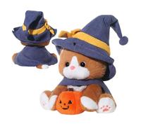 Gupcaqosjw Peluche Chat - Jouet Chaton Sorcière avec Chapeau et Cape,25 cm Figurine Peluche Mignonne pour Halloween | Décoration pour Anniversaire Halloween Salon Chambre Canapé Lit